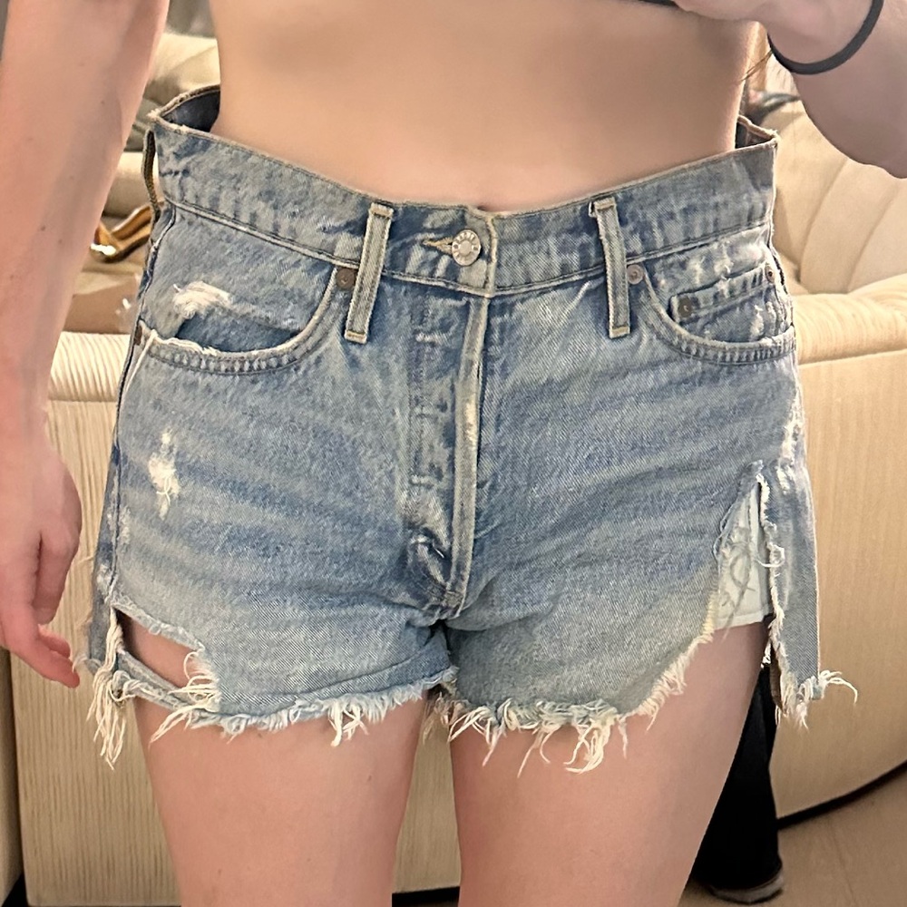AGOLDE extra distressed Parker denim shorts